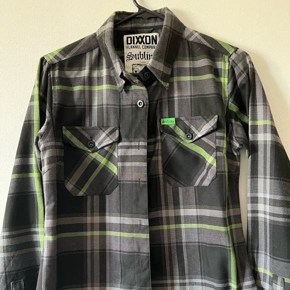 DIXXON SUBLIME Womens Medium Flannel Grey/Green/black - Picture 2 of 5